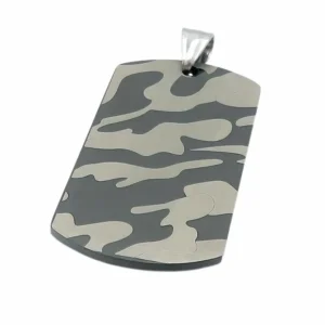 Anhänger Dog Tag Camouflage Muster Schwarz/Stahl aus Edelstahl Unisex