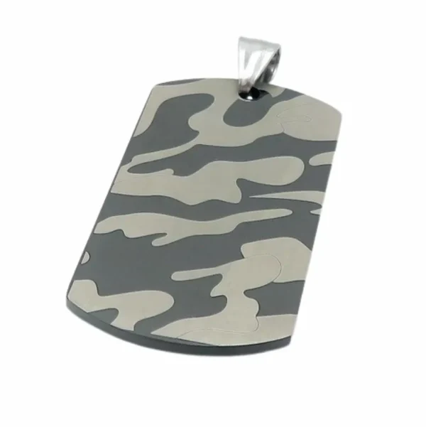 Anhänger Dog Tag Camouflage Muster Schwarz/Stahl aus Edelstahl Unisex