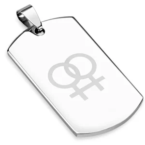 Anhänger Dog Tag LGBT Silber aus Edelstahl Damen