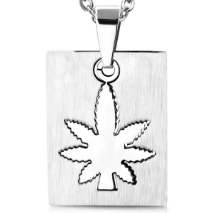 Anhänger Dog Tag Marihuana Silber aus Edelstahl Unisex
