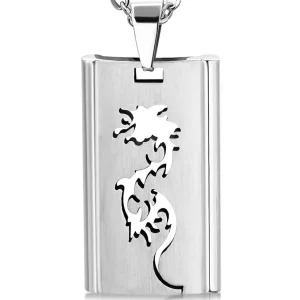 Anhänger Drachen Dog Tag Silber aus Edelstahl Unisex