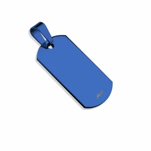 Anhänger kleines Dog Tag blau aus Edelstahl Unisex