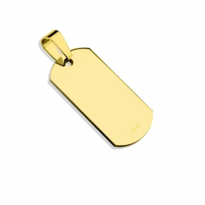 Anhänger kleines Dog Tag Gold aus Edelstahl Unisex