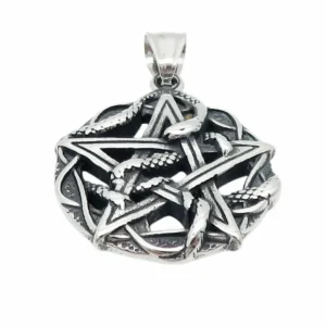 Anhänger Pentagramm mit Schlange Silber aus Edelstahl Unisex