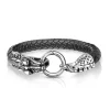 Armband Drachen Silber/Schwarz aus Edelstahl/Leder Unisex