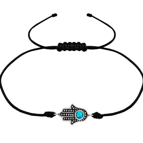 Armband Hand der Fatima Nylon 925 Silber Damen