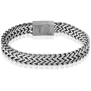 Armband massiv mit Magnetverschluss Silber aus Edelstahl Herren