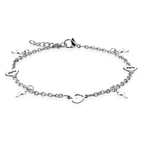 Bettelarmband Herz & Kreuz Silber aus Edelstahl Damen