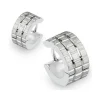 Creolen Gitterdesign silber aus Edelstahl für Damen