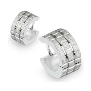 Creolen Gitterdesign silber aus Edelstahl für Damen