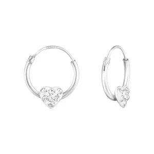 Creolen Herz mit Kristallen aus .925 Silber Damen