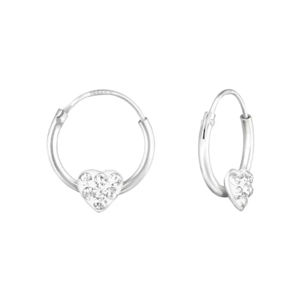 Creolen Herz mit Kristallen aus .925 Silber Damen