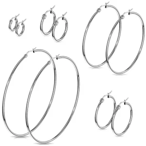 Creolen Klassisch schmal Silber aus Edelstahl Damen (10mm - 75mm)
