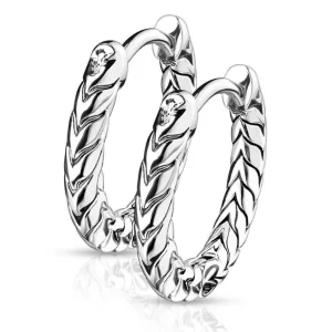 Creolen mit Ähren-Design 17mm silber aus Edelstahl Damen