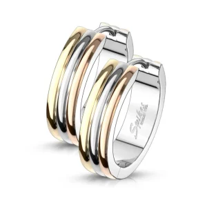 Creolen Tricolor Design 5mm Silber aus Edelstahl Unisex