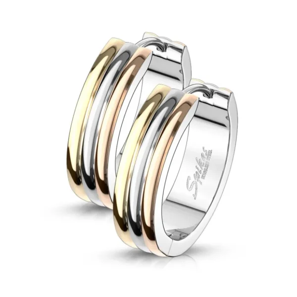 Creolen Tricolor Design 5mm Silber aus Edelstahl Unisex