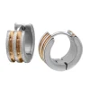 Creolen zweifarbig sand-gestrahlt Silber/Roségold aus Edelstahl Unisex