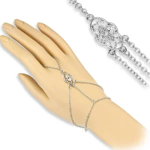 Handkette Vintage Ornament Silber aus Messing Damen