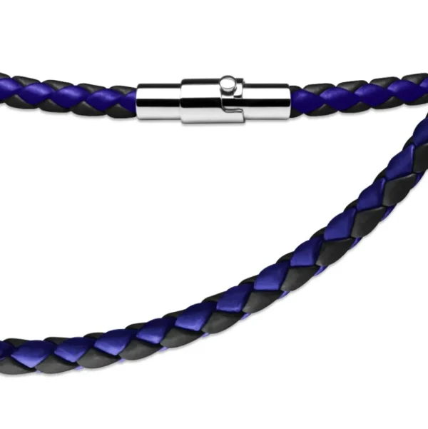 Kette gewebt Blau/Schwarz aus Leder Unisex