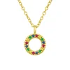 Kette Kreis mit bunten Kristallen goldfarben aus 925 Silber Damen
