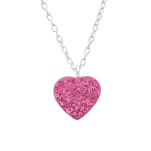 Kette Kristallherz lila aus 925 Silber Damen