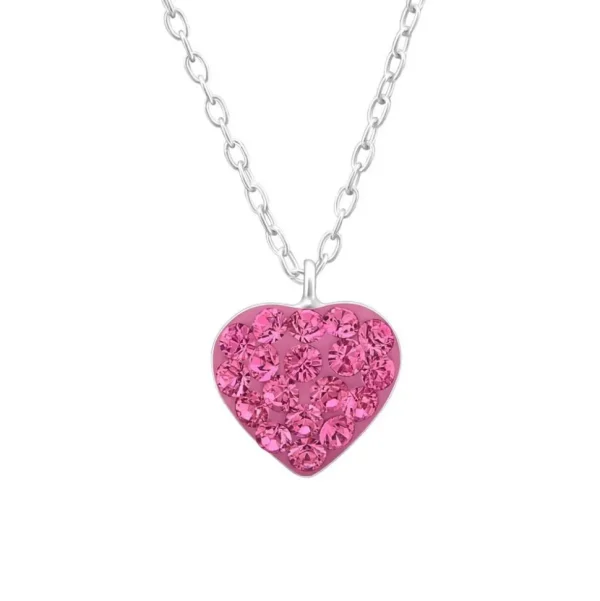 Kette Kristallherz lila aus 925 Silber Damen