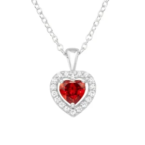 Kette Kristall-Herz Silber/Rot aus 925 Silber Damen