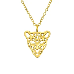 Kette Leopard goldfarben aus 925 Silber Damen