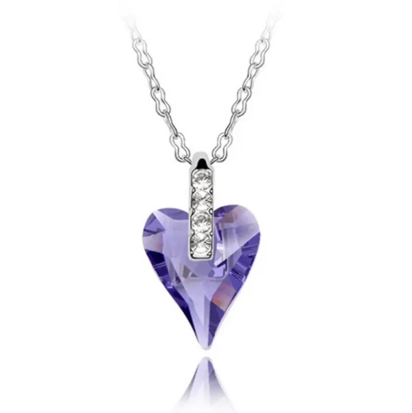 Kette lila Herz Silber aus Messing Damen