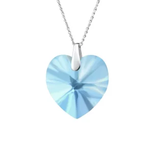 Kette mit aquamarinblauem LA CRYSTALE Kristallherz aus 925 Silber Damen
