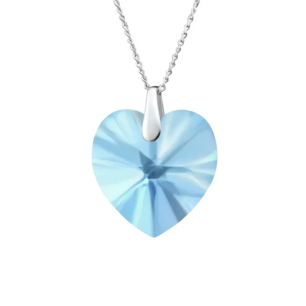 Kette mit aquamarinblauem LA CRYSTALE Kristallherz aus 925 Silber Damen