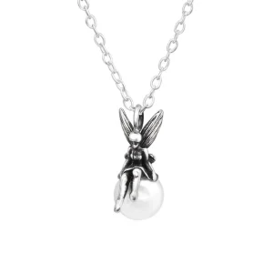 Kette mit Feenanhänger und Perle aus 925 Silber Damen