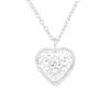 Kette mit Herz-Anhänger und ovalem Kristall aus 925 Silber