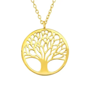 Kette mit Lebensbaum gold aus 925 Silber Unisex