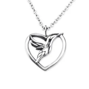 Kette Vogel & Herz aus 925 Silber Damen