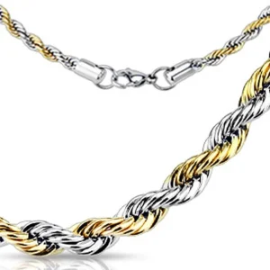 Kette zweifarbig verdreht Silber/Gold aus Edelstahl Unisex