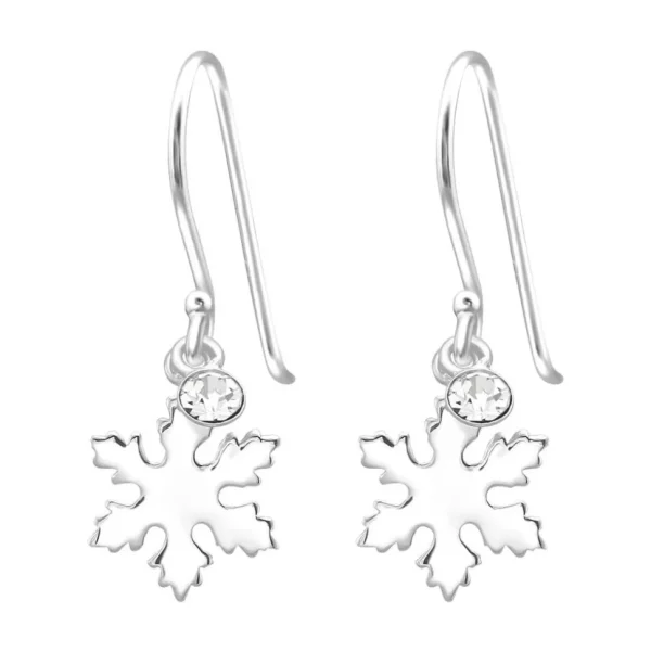 Ohrhänger Schneeflocke mit Kristall aus .925 Silber Damen