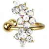 Ohrklemme Kristall-Blume gold aus Messing für Damen