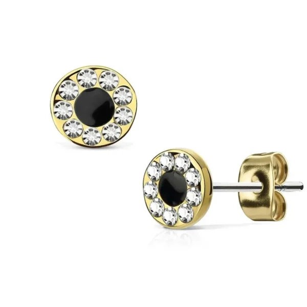 Ohrstecker Blume mit Kristallen goldfarben aus Edelstahl Damen