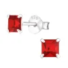 Ohrstecker eckig mit rotem Kristall aus .925 Silber Damen