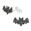 Ohrstecker Glitzer-Fledermaus für Halloween-Fans schwarz aus 925 Silber