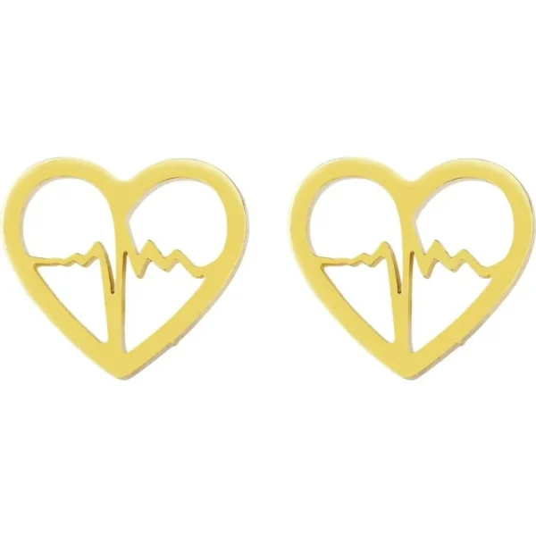 Ohrstecker Heartbeat gold aus Edelstahl Damen