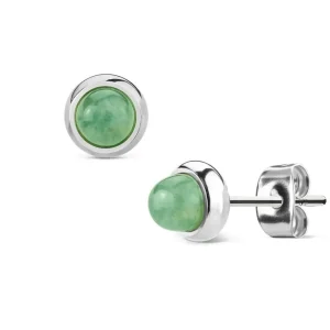 Ohrstecker Jade Silber aus Edelstahl Unisex