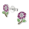 Ohrstecker lila Blume aus .925 Silber Damen