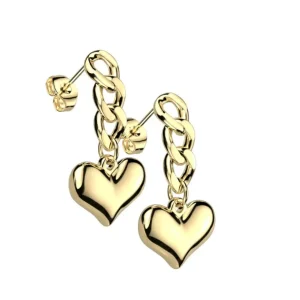 Ohrstecker mit Kettengliedern und Herz verschiedene Varianten aus Edelstahl Damen