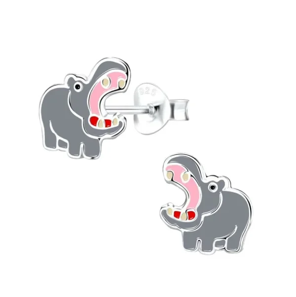 Ohrstecker Nilpferd aus 925 Silber Kinder