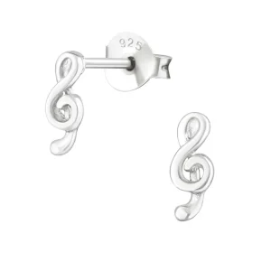 Ohrstecker Notenschlüssel aus 925 Silber Damen