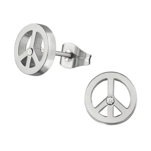Ohrstecker Peace Zeichen Silber aus Edelstahl Unisex