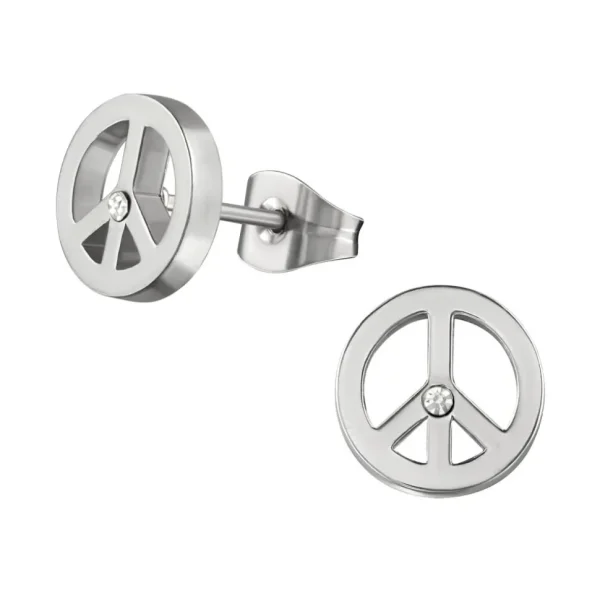 Ohrstecker Peace Zeichen Silber aus Edelstahl Unisex