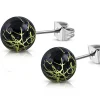 Ohrstecker Perle abstraktes Muster 8mm Silber aus Edelstahl Damen